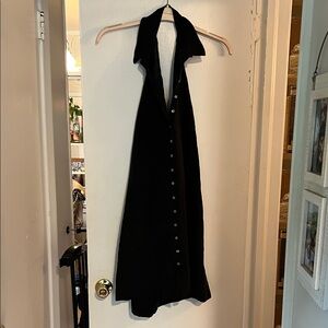 Tommy Bahama Black Backless Halter Button-Front Dress